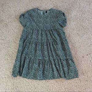 Shein floral tiered dress green and white size small